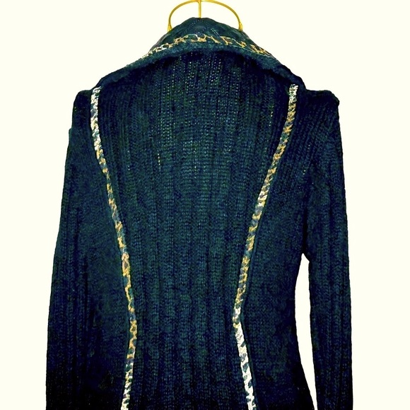 Sioni Mixed Media Wool Blend Black Jacket, w/ Faux Leather Details & Pockets, MP - Picture 10 of 16